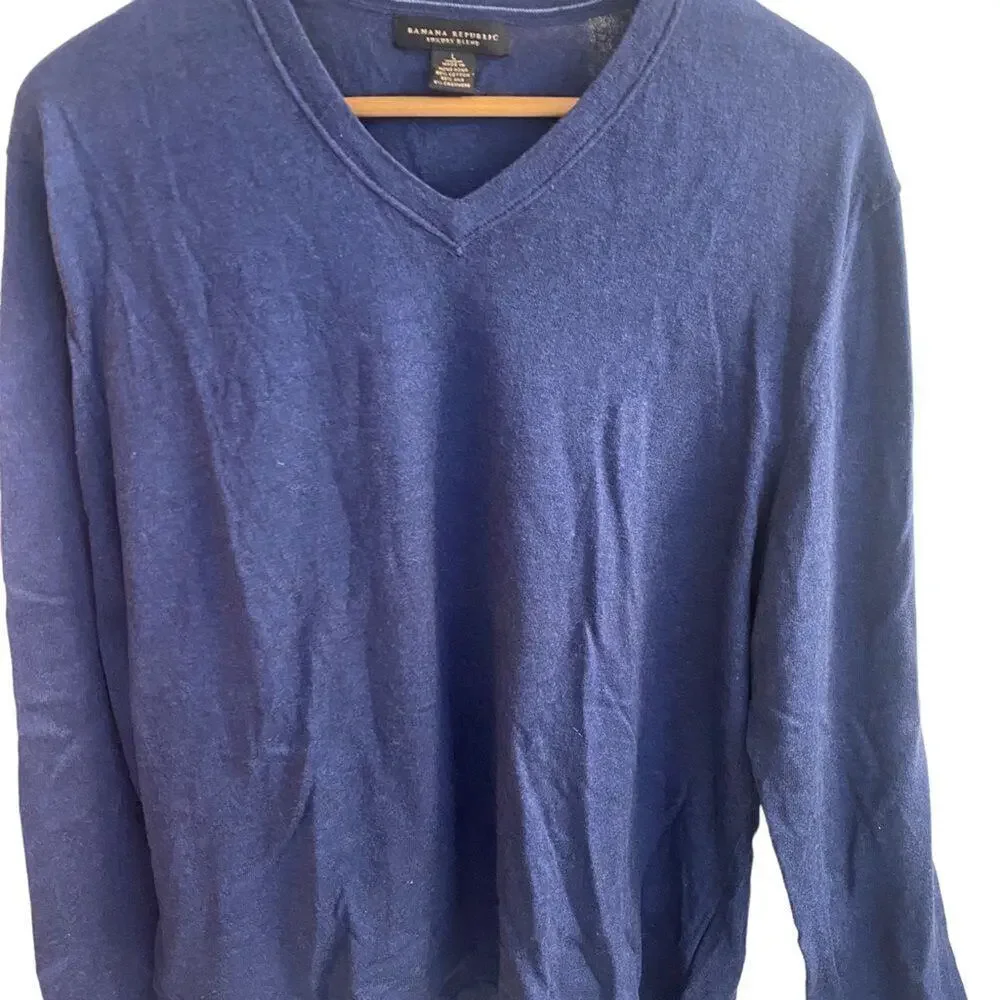 Banana Republic Blue V Neck Long Sleeve‎ Sweater Sz L